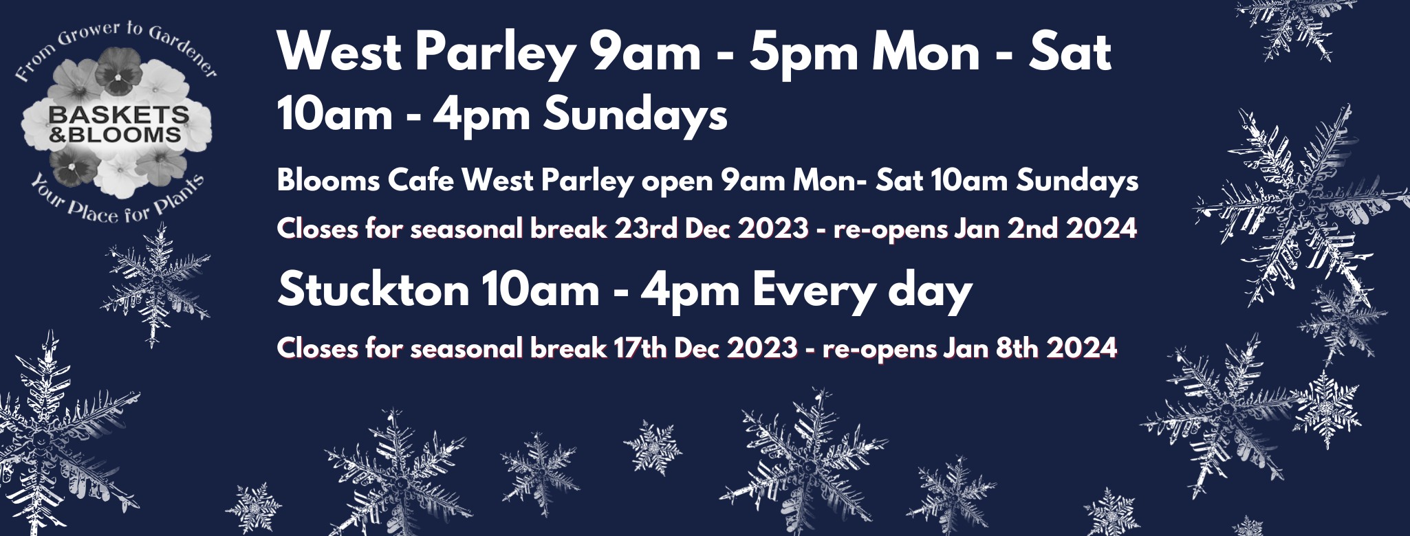 Opening Hours Baskets and Blooms